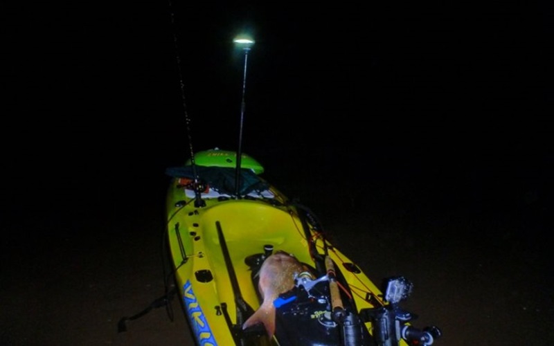 Nighttime kayak fishing